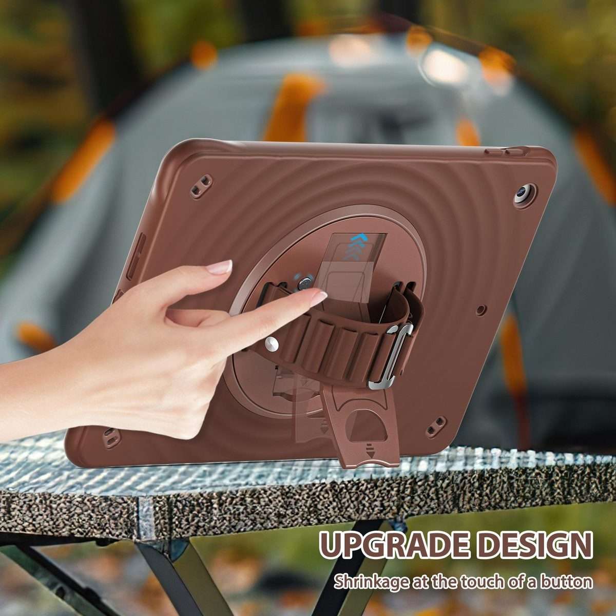 For iPad 10.2 2021 / 2020 / 2019 Rotation Holder Silicone Hybrid PC Tablet Case(Chocolate)