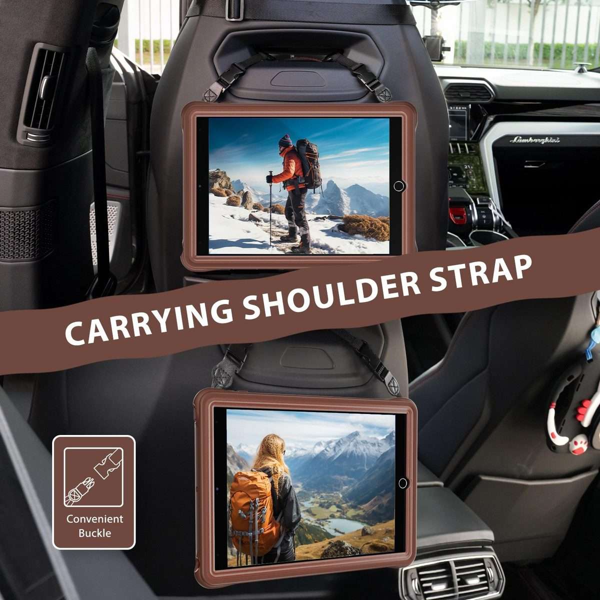 For iPad 10.2 2021 / 2020 / 2019 Rotation Holder Silicone Hybrid PC Tablet Case(Chocolate)