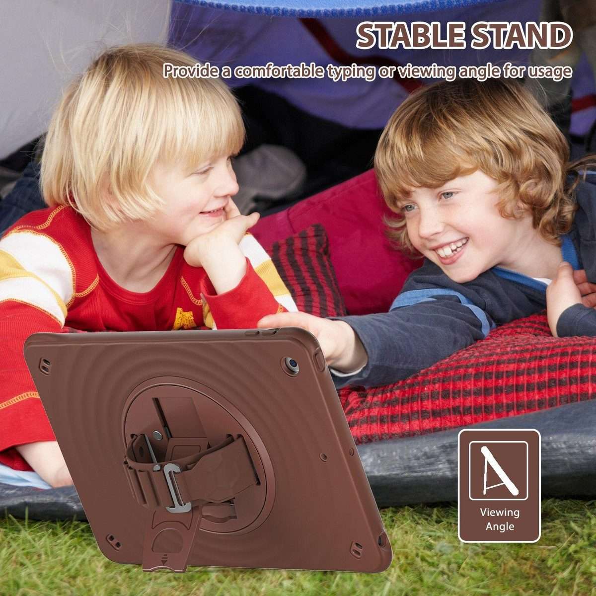 For iPad 10.2 2021 / 2020 / 2019 Rotation Holder Silicone Hybrid PC Tablet Case(Chocolate)