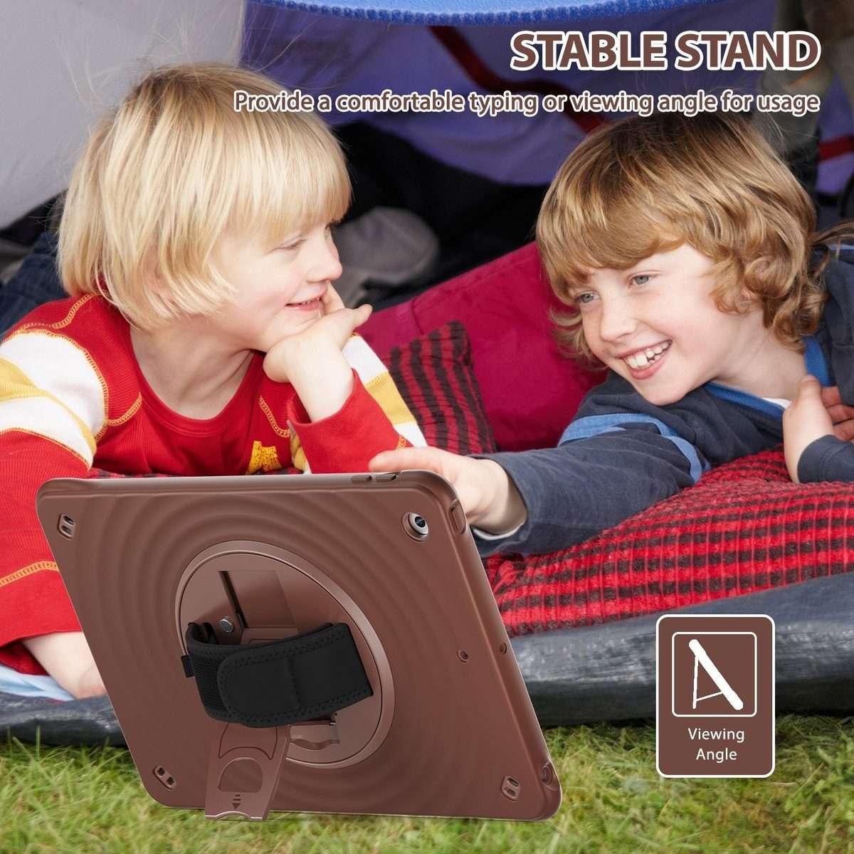 For iPad 10.2 2021 / 2020 / 2019 Rotation Holder Silicone Hybrid PC Tablet Case(Chocolate)