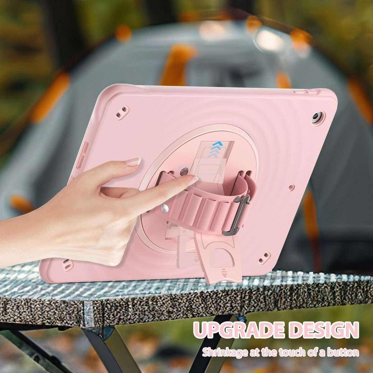 For iPad 10.2 2021 / 2020 / 2019 Rotation Holder Silicone Hybrid PC Tablet Case(Pink)