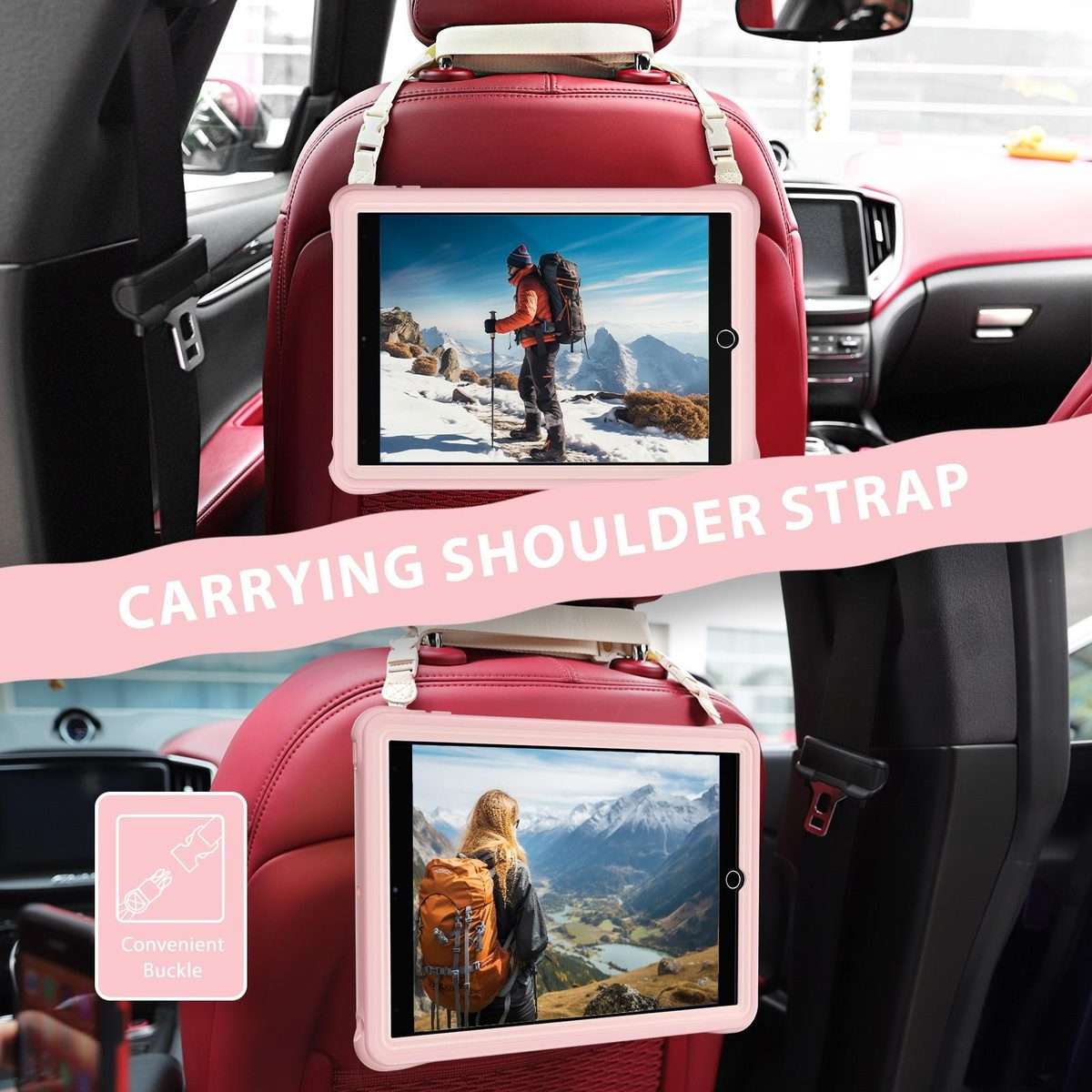 For iPad 10.2 2021 / 2020 / 2019 Rotation Holder Silicone Hybrid PC Tablet Case(Pink)