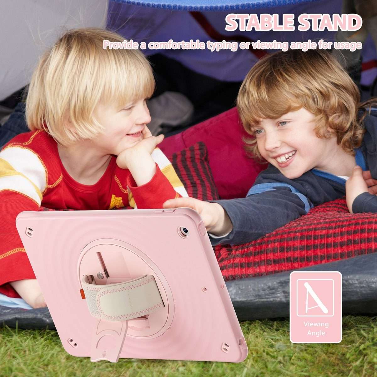 For iPad 10.2 2021 / 2020 / 2019 Rotation Holder Silicone Hybrid PC Tablet Case(Pink)