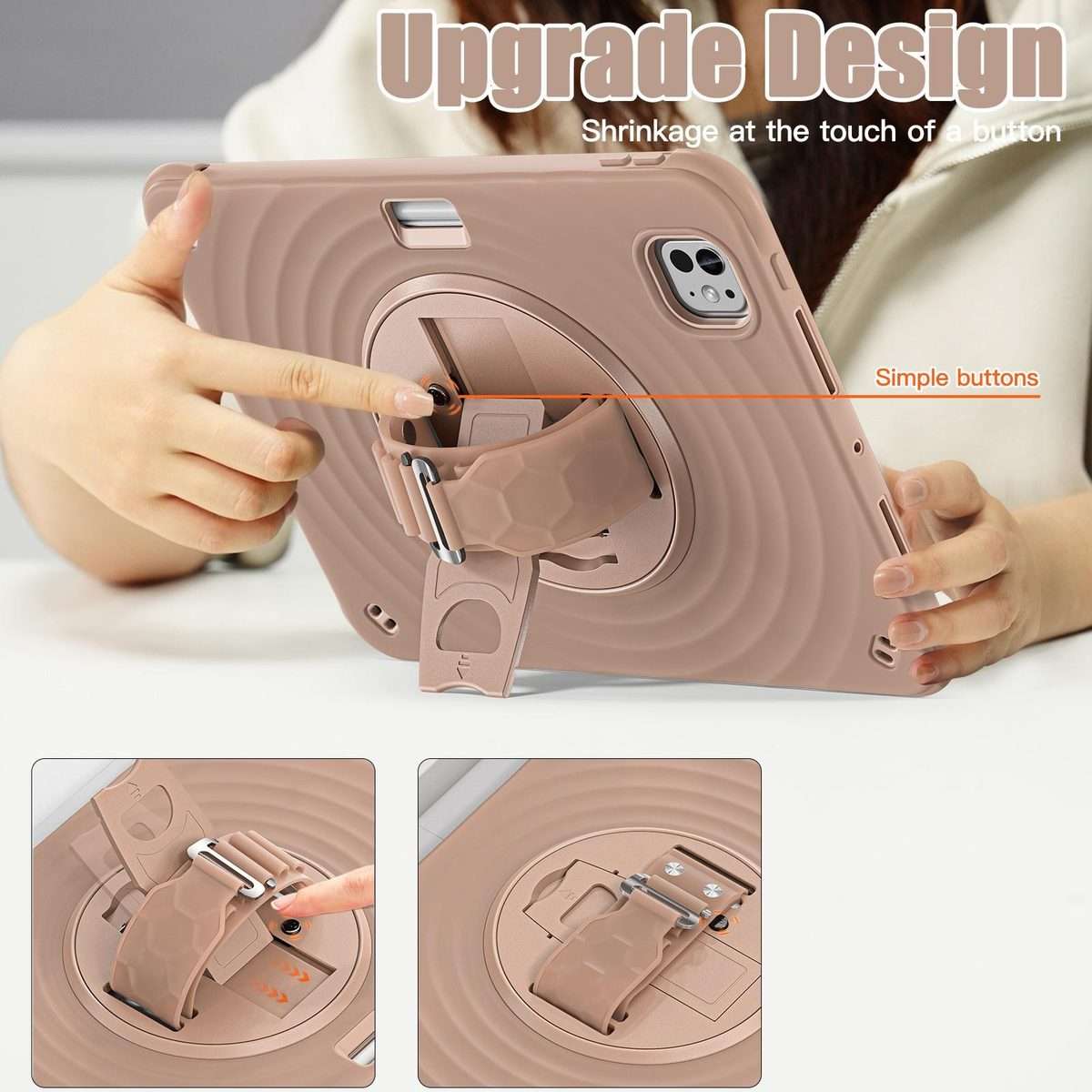 For iPad Pro 11 2025 / 2024 Rotation Holder Silicone Hybrid PC Tablet Case(Light Coffee)