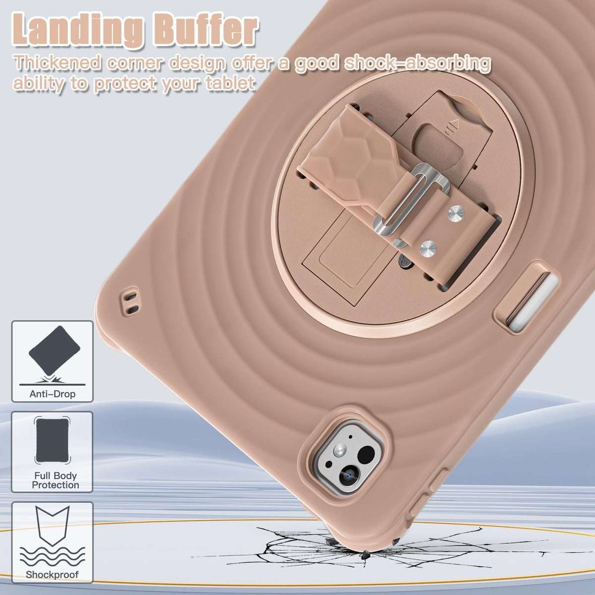 For iPad Pro 11 2025 / 2024 Rotation Holder Silicone Hybrid PC Tablet Case(Light Coffee)