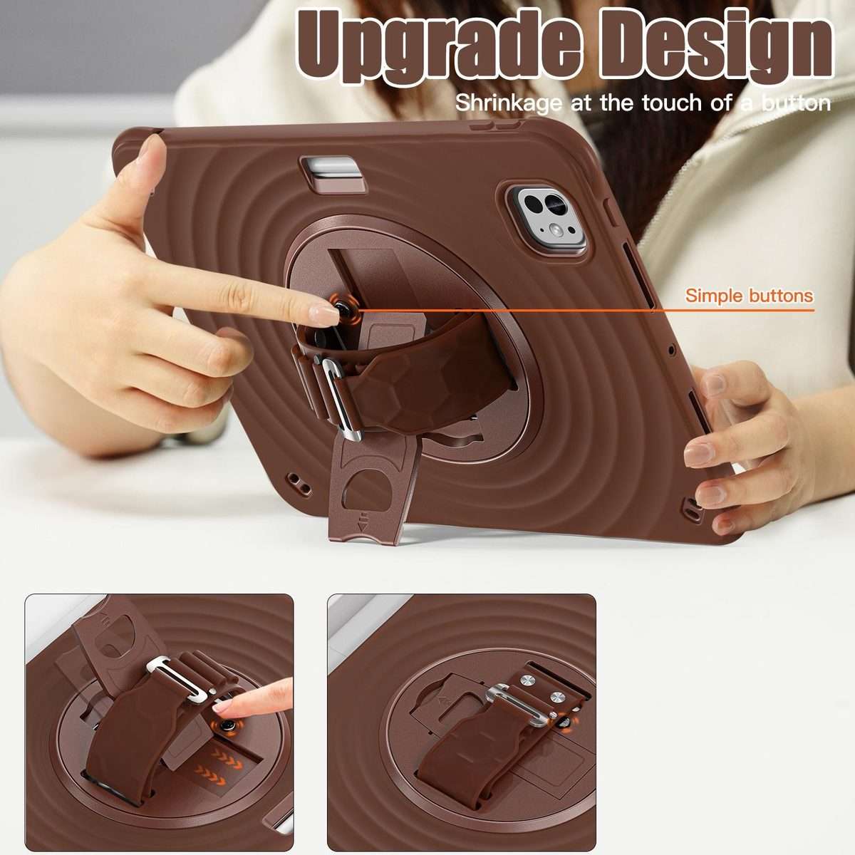 For iPad Pro 11 2025 / 2024 Rotation Holder Silicone Hybrid PC Tablet Case(Chocolate)