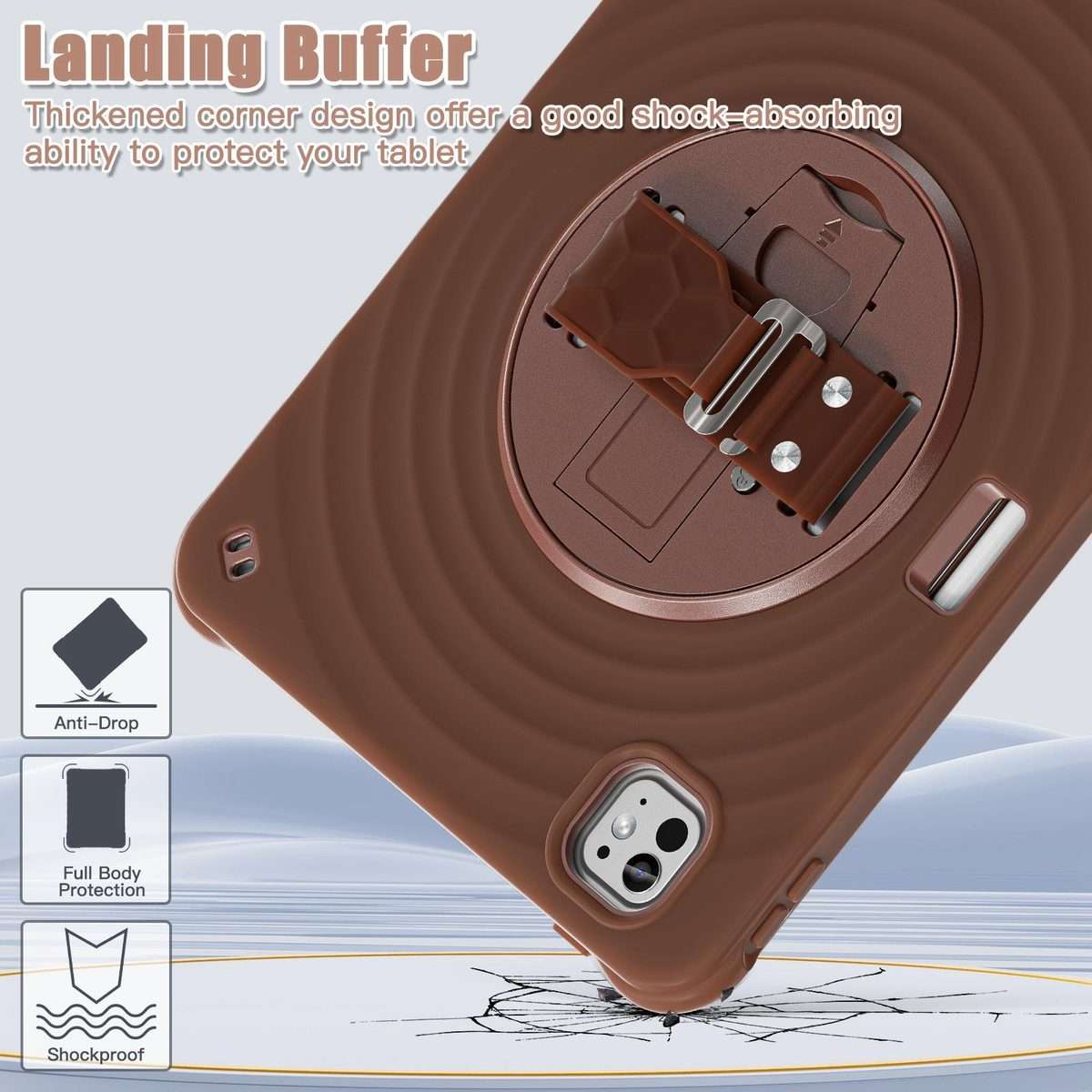 For iPad Pro 11 2025 / 2024 Rotation Holder Silicone Hybrid PC Tablet Case(Chocolate)
