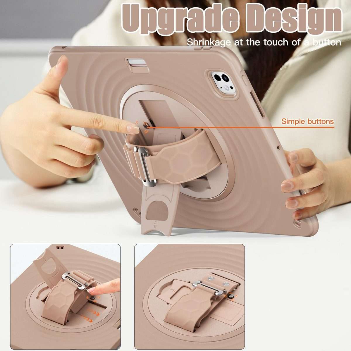 For iPad Pro 13 2025 / 2024 Rotation Holder Silicone Hybrid PC Tablet Case(Light Coffee)