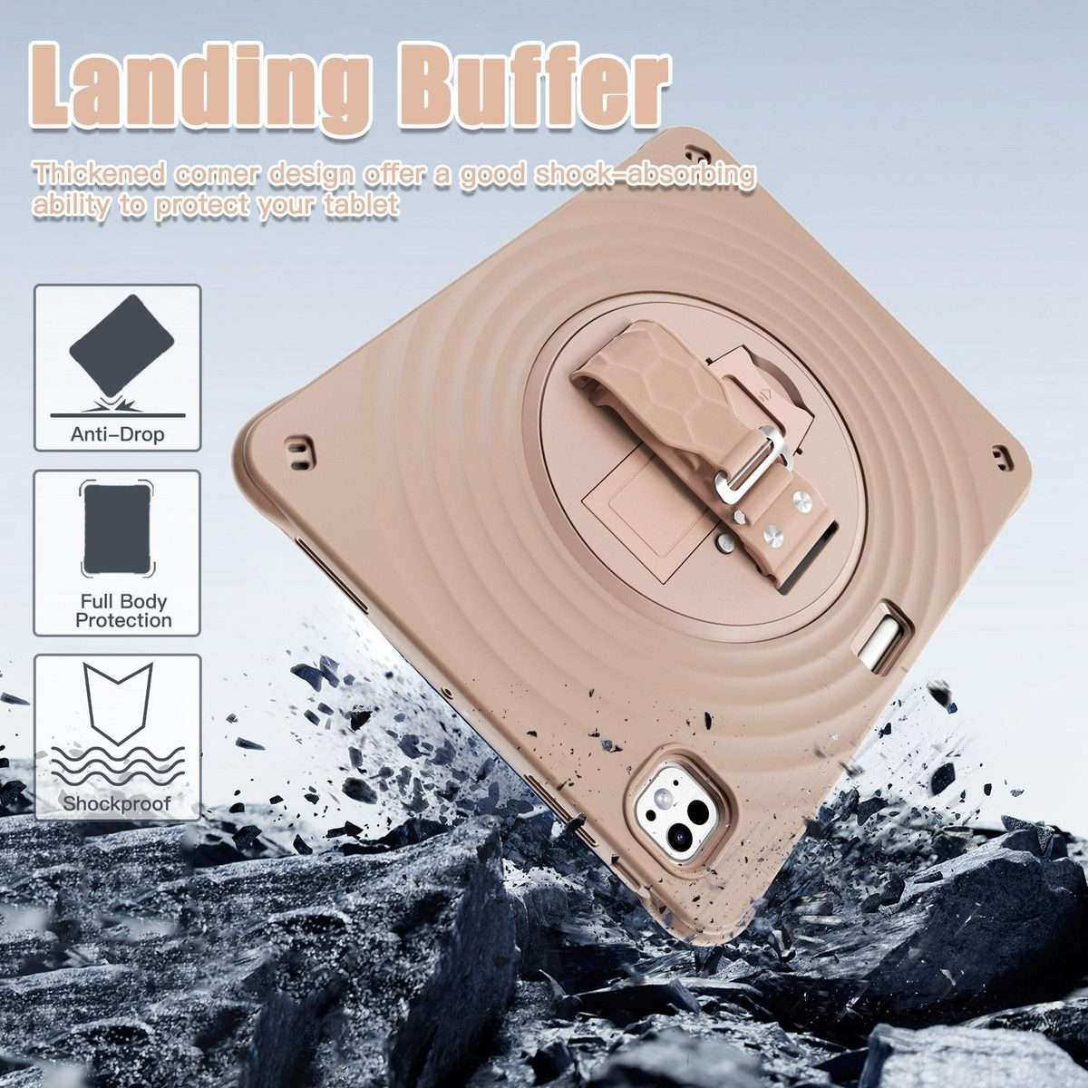 For iPad Pro 13 2025 / 2024 Rotation Holder Silicone Hybrid PC Tablet Case(Light Coffee)