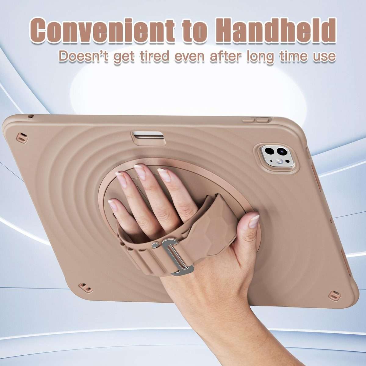 For iPad Pro 13 2025 / 2024 Rotation Holder Silicone Hybrid PC Tablet Case(Light Coffee)
