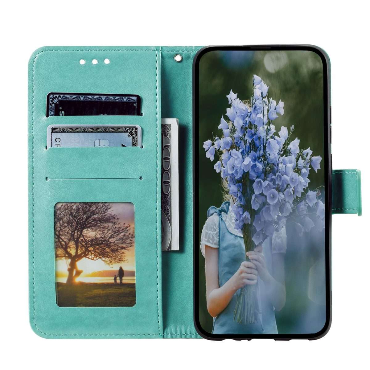For Xiaomi 15 Pro Totem Flower Embossed Leather Phone Case with Lanyard(Green)