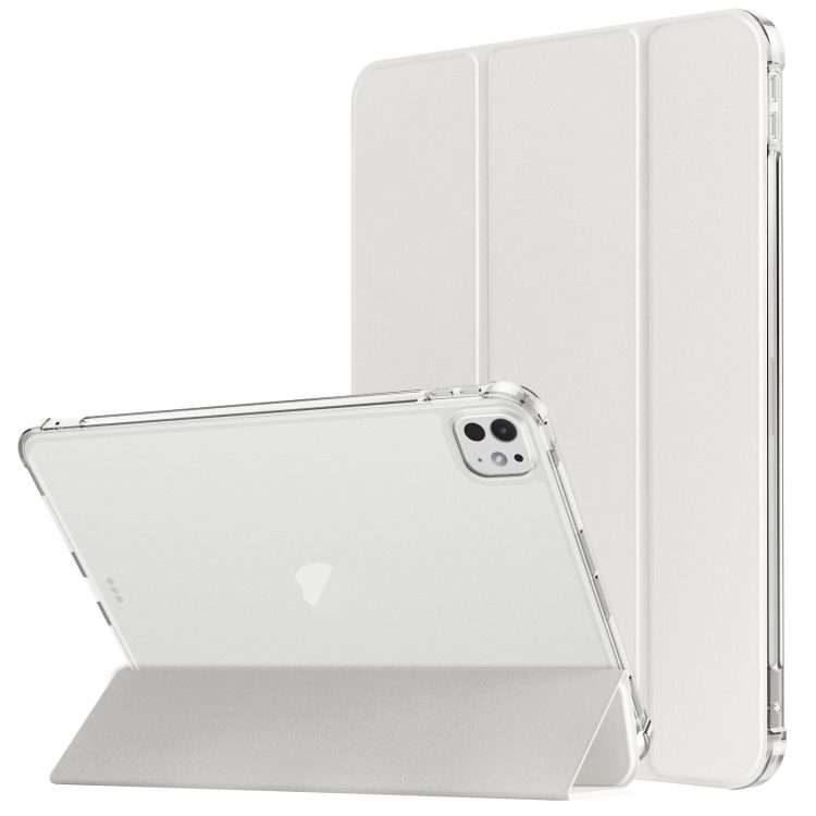 For iPad Pro 11 2025 / 2024 Tri-fold Holder TPU Cover Frosted Leather Smart Tablet Case ... (Grey)
