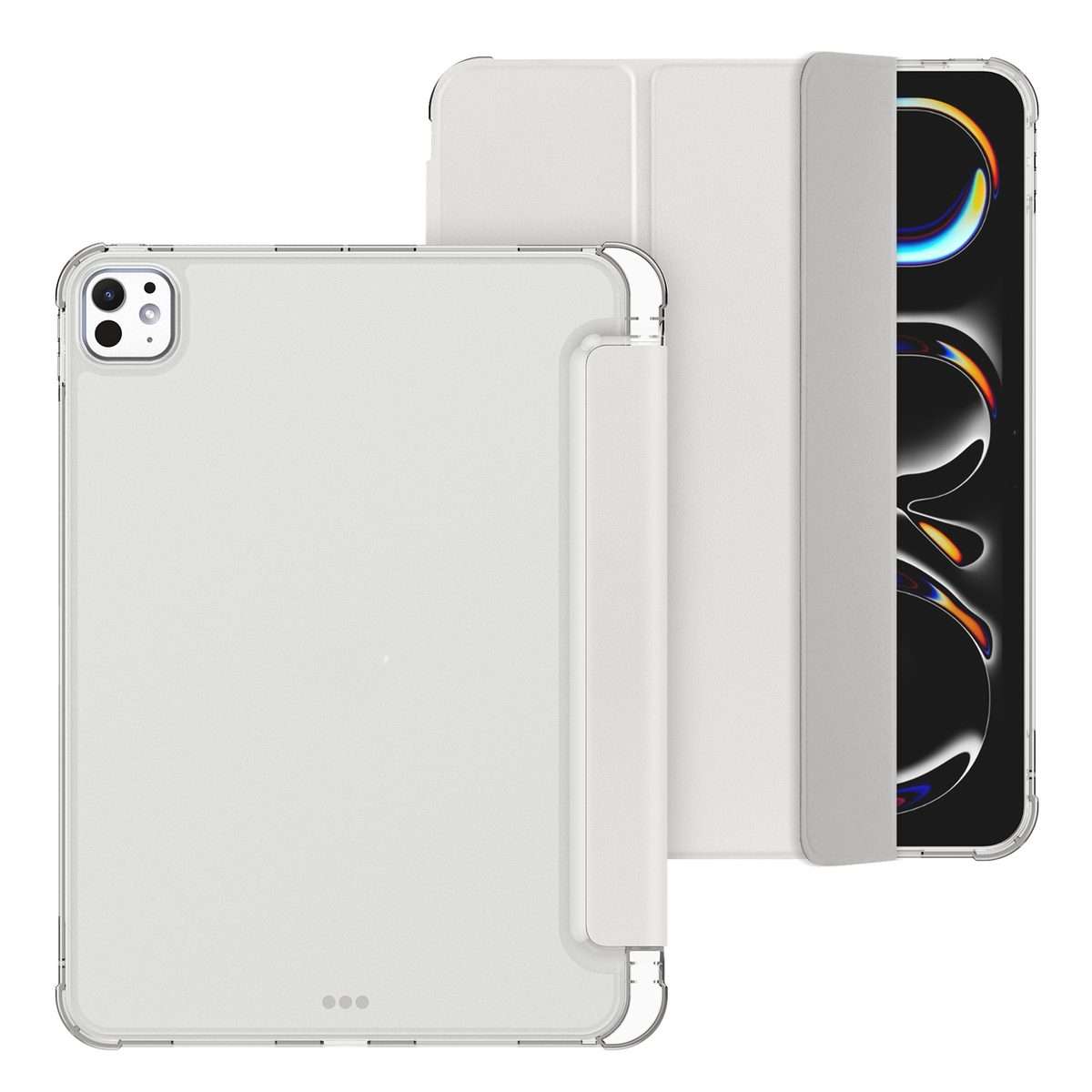 For iPad Pro 11 2025 / 2024 Tri-fold Holder TPU Cover Frosted Leather Smart Tablet Case ... (Grey)