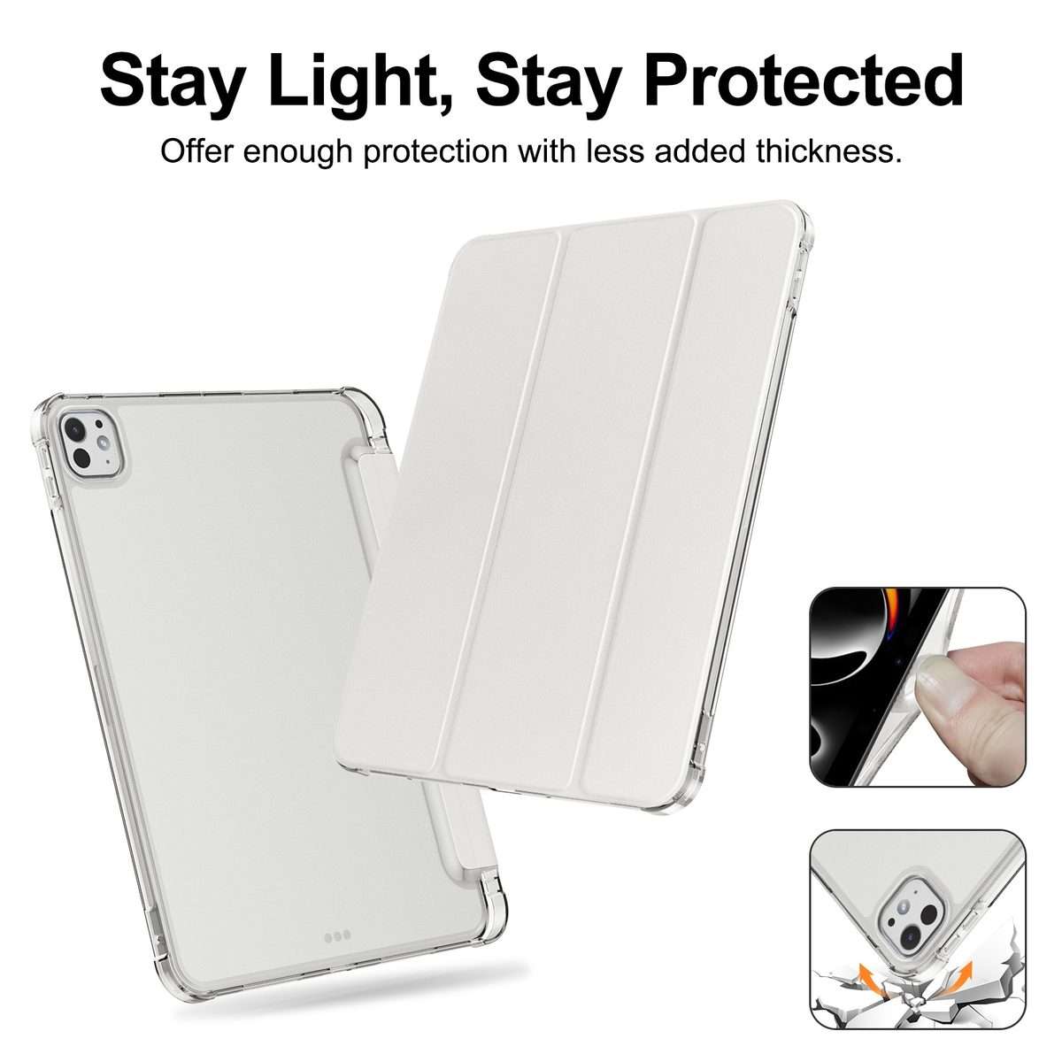 For iPad Pro 11 2025 / 2024 Tri-fold Holder TPU Cover Frosted Leather Smart Tablet Case ... (Grey)