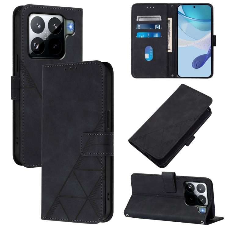 For Xiaomi 15S Pro Crossbody 3D Embossed Flip Leather Phone Case(Black)