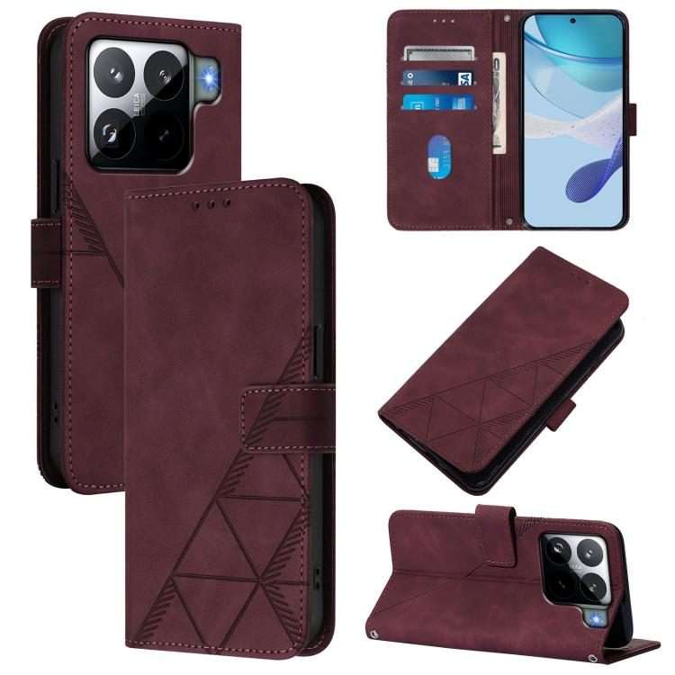 For Xiaomi 15S Pro Crossbody 3D Embossed Flip Leather Phone Case(Wine Red)