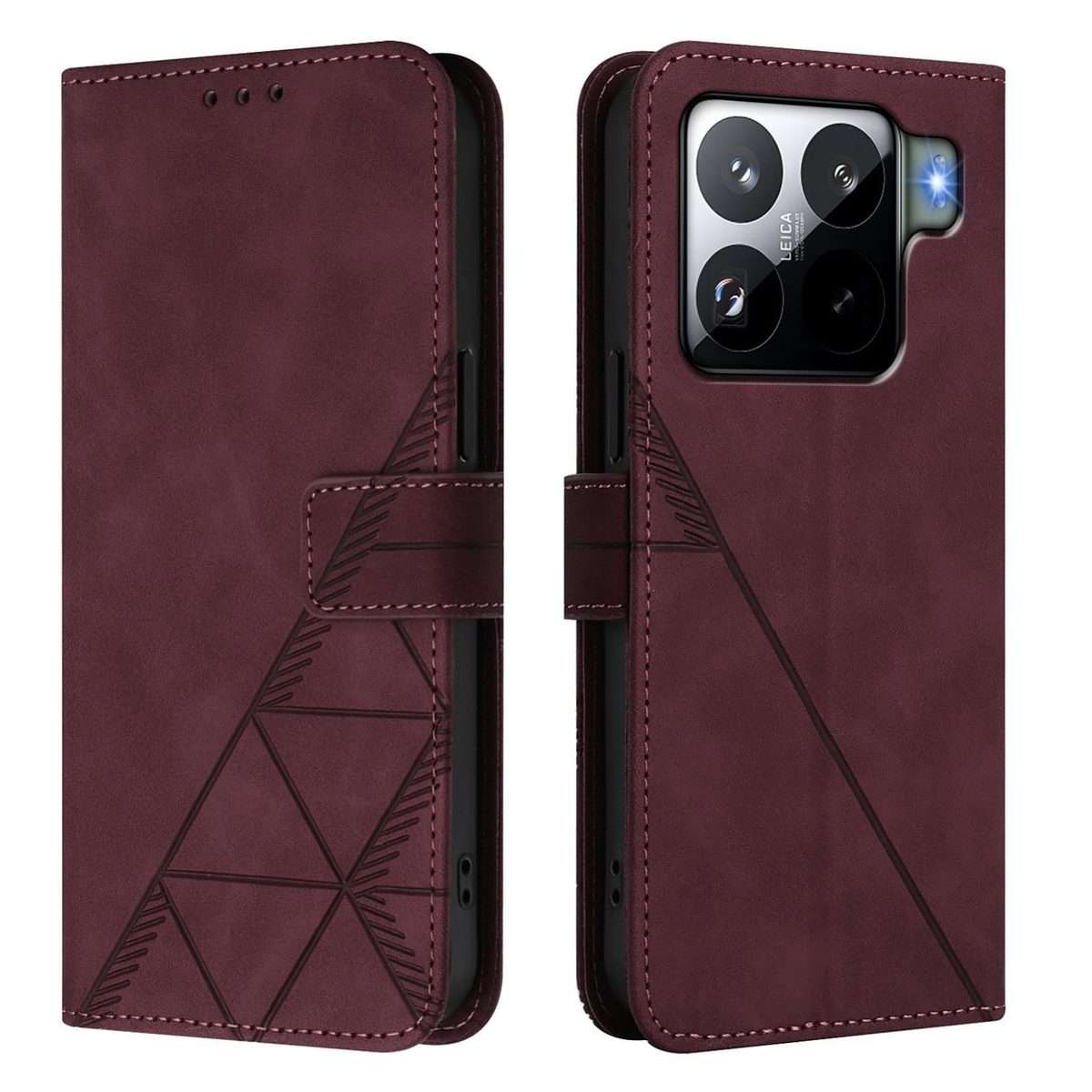 For Xiaomi 15S Pro Crossbody 3D Embossed Flip Leather Phone Case(Wine Red)