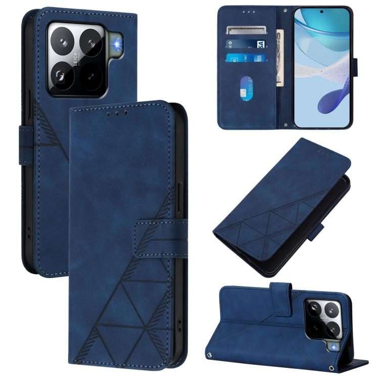 For Xiaomi 15S Pro Crossbody 3D Embossed Flip Leather Phone Case(Blue)