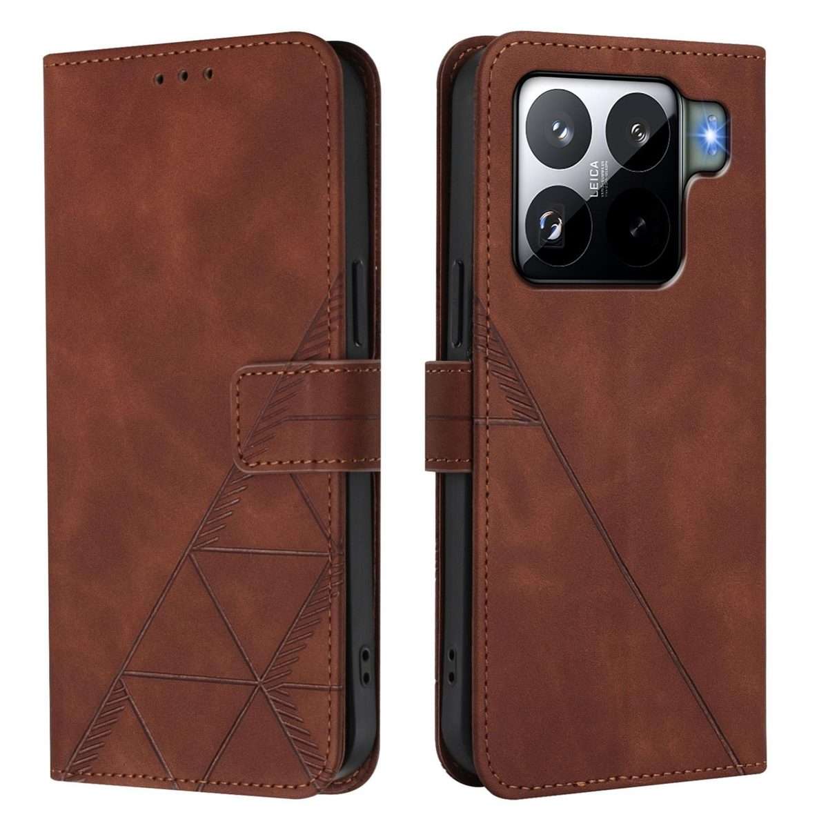For Xiaomi 15S Pro Crossbody 3D Embossed Flip Leather Phone Case(Brown)