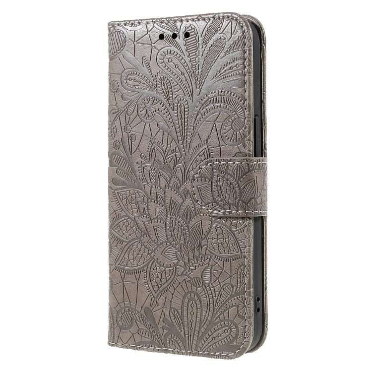 For Xiaomi 17 Pro Lace Flower Embossing Flip Leather Phone Case(Grey)