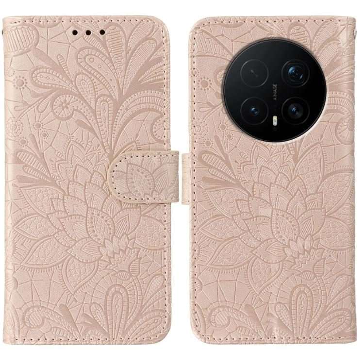 For Honor Magic8 Pro Lace Flower Embossing Flip Leather Phone Case(Rose Gold)
