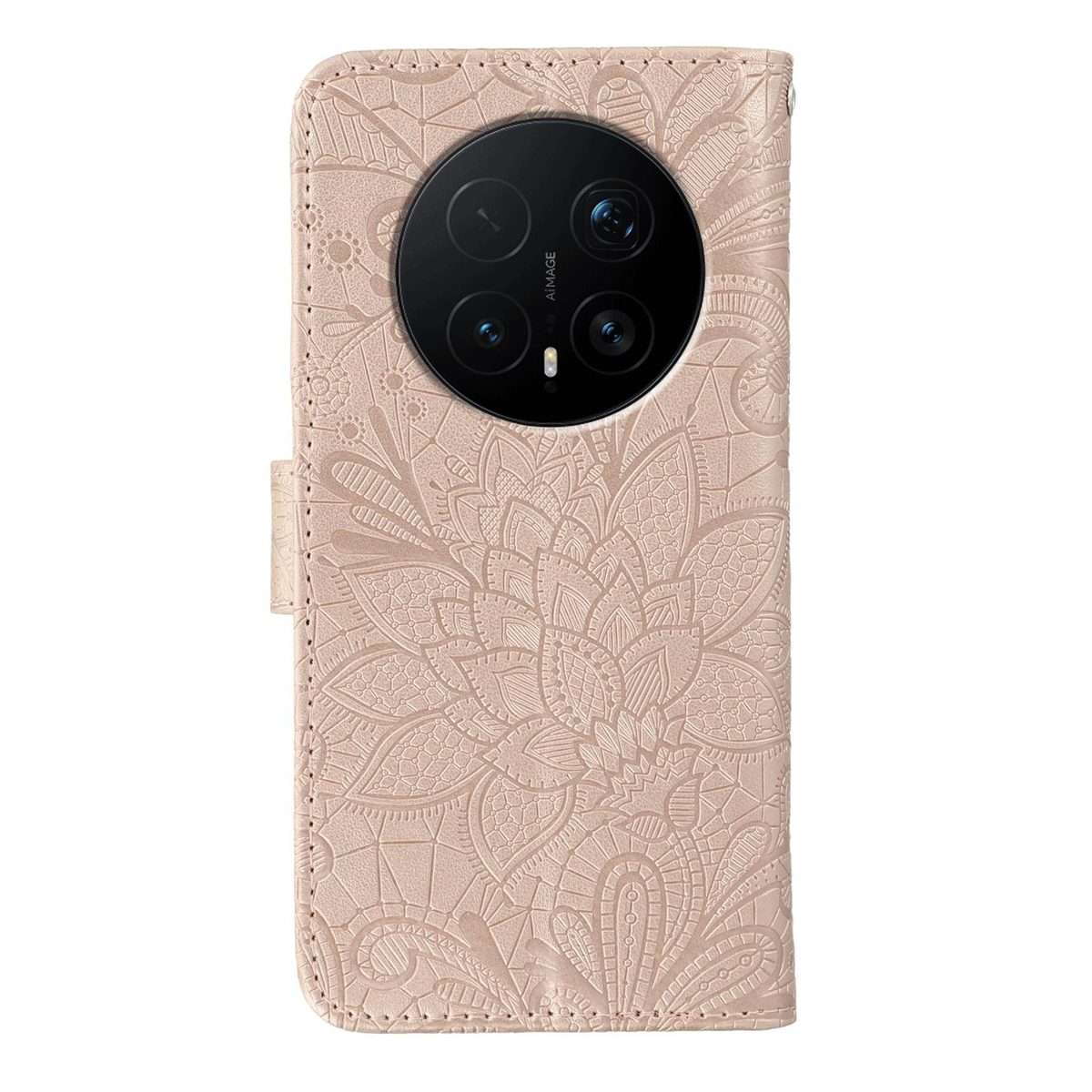 For Honor Magic8 Pro Lace Flower Embossing Flip Leather Phone Case(Rose Gold)