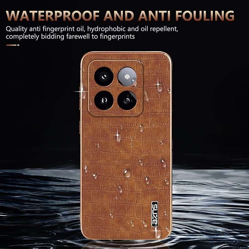 For Xiaomi 14 Pro AZNS Electroplated Frame Crocodile Texture Full Coverage Phone Case(Green)