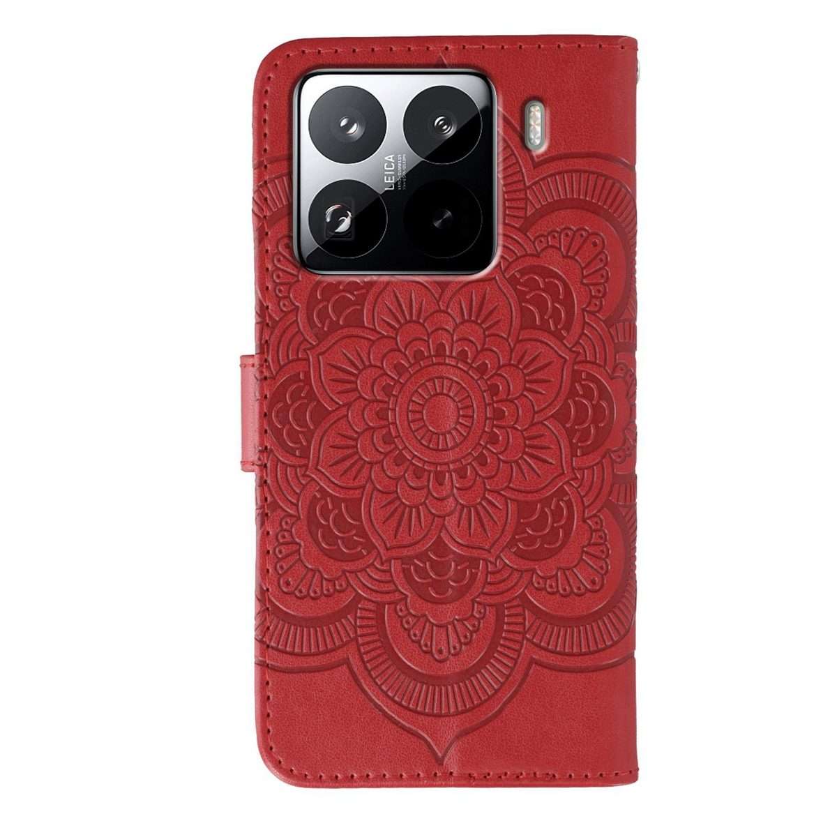 For Xiaomi 15 Pro Sun Mandala Embossing Pattern Phone Leather Case(Red)