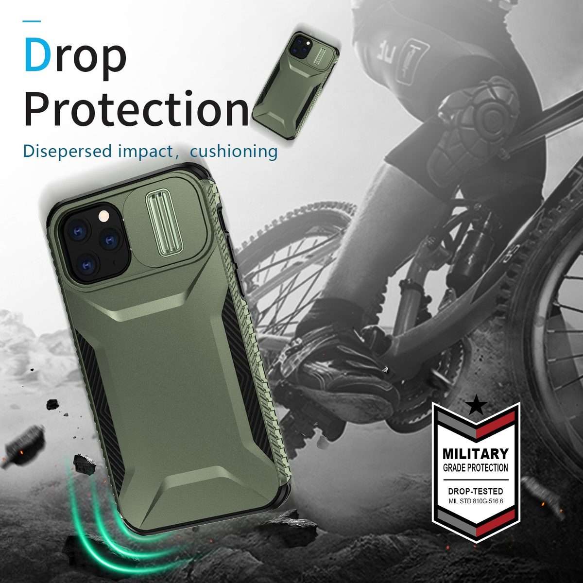 For iPhone 11 Pro Sliding Camshield Phone Case(Alpine Green)