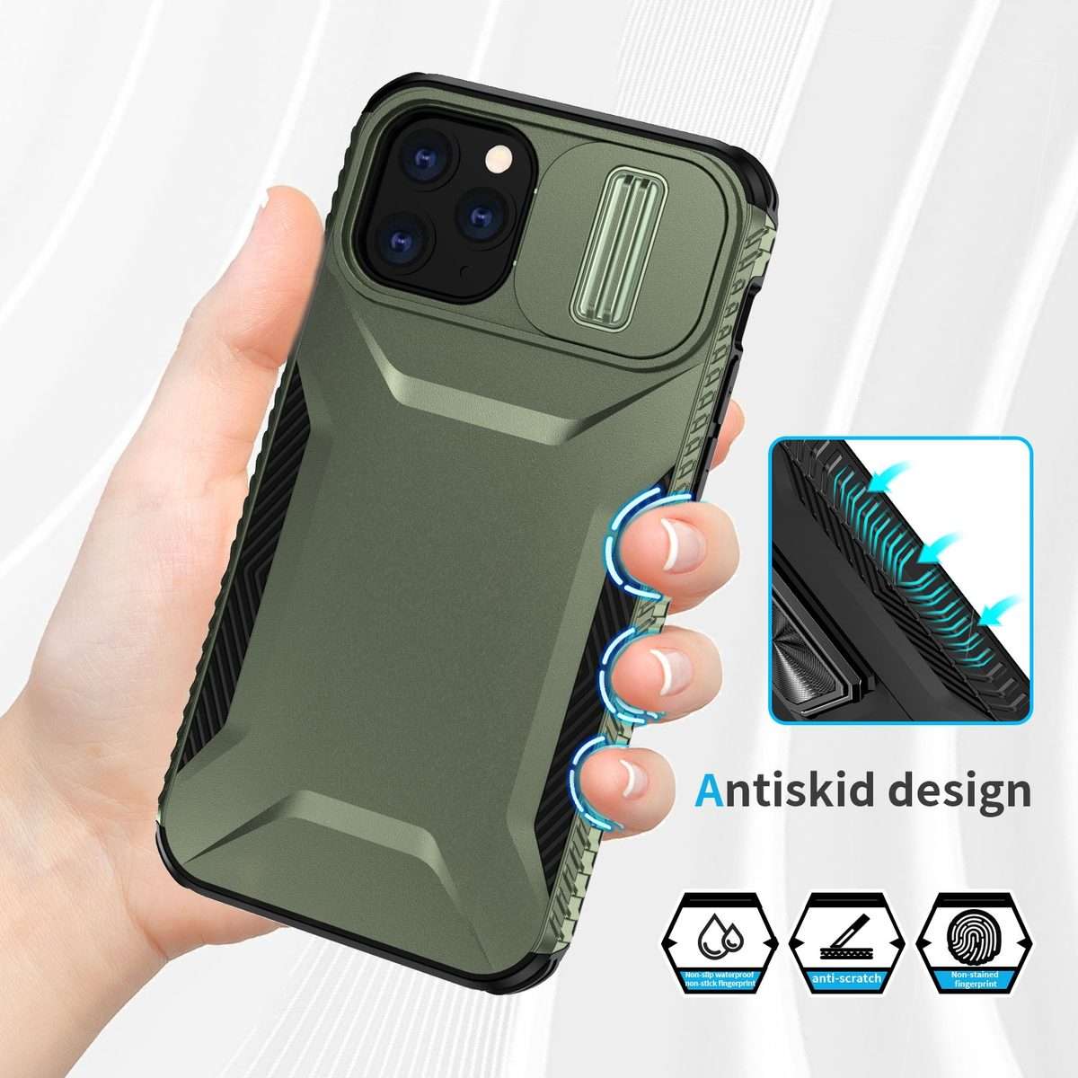 For iPhone 11 Pro Sliding Camshield Phone Case(Alpine Green)