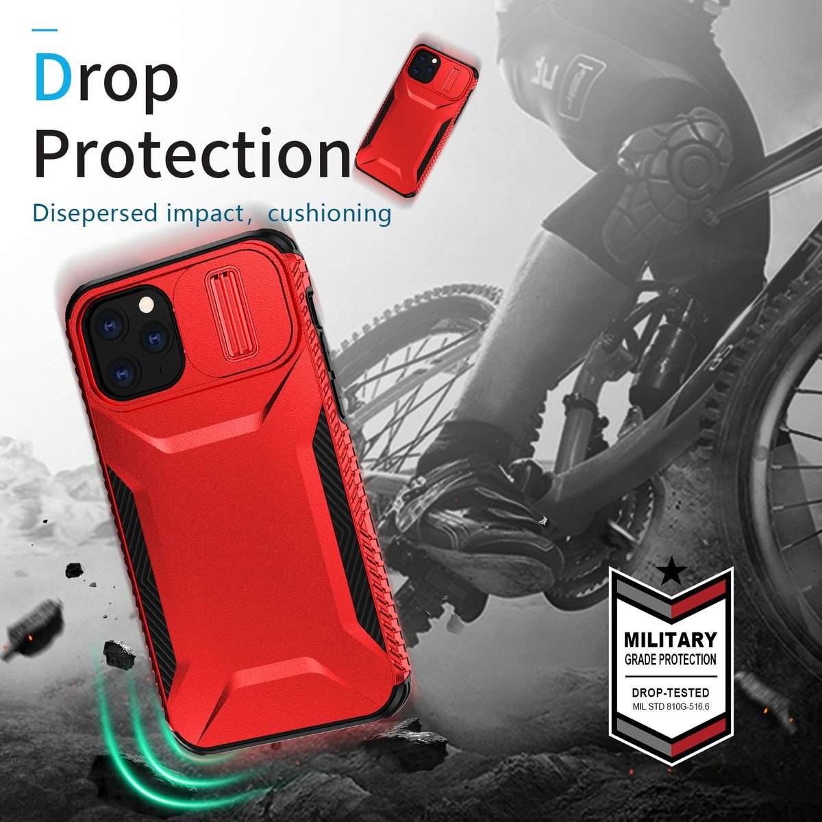 For iPhone 11 Pro Max Sliding Camshield Phone Case(Red)