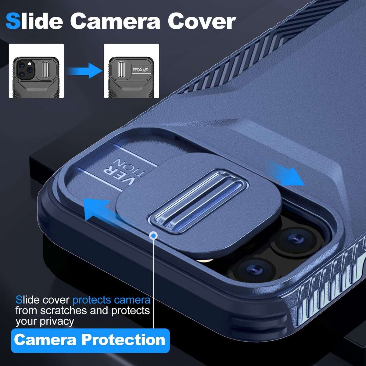 For iPhone 11 Pro Max Sliding Camshield Phone Case(Blue)