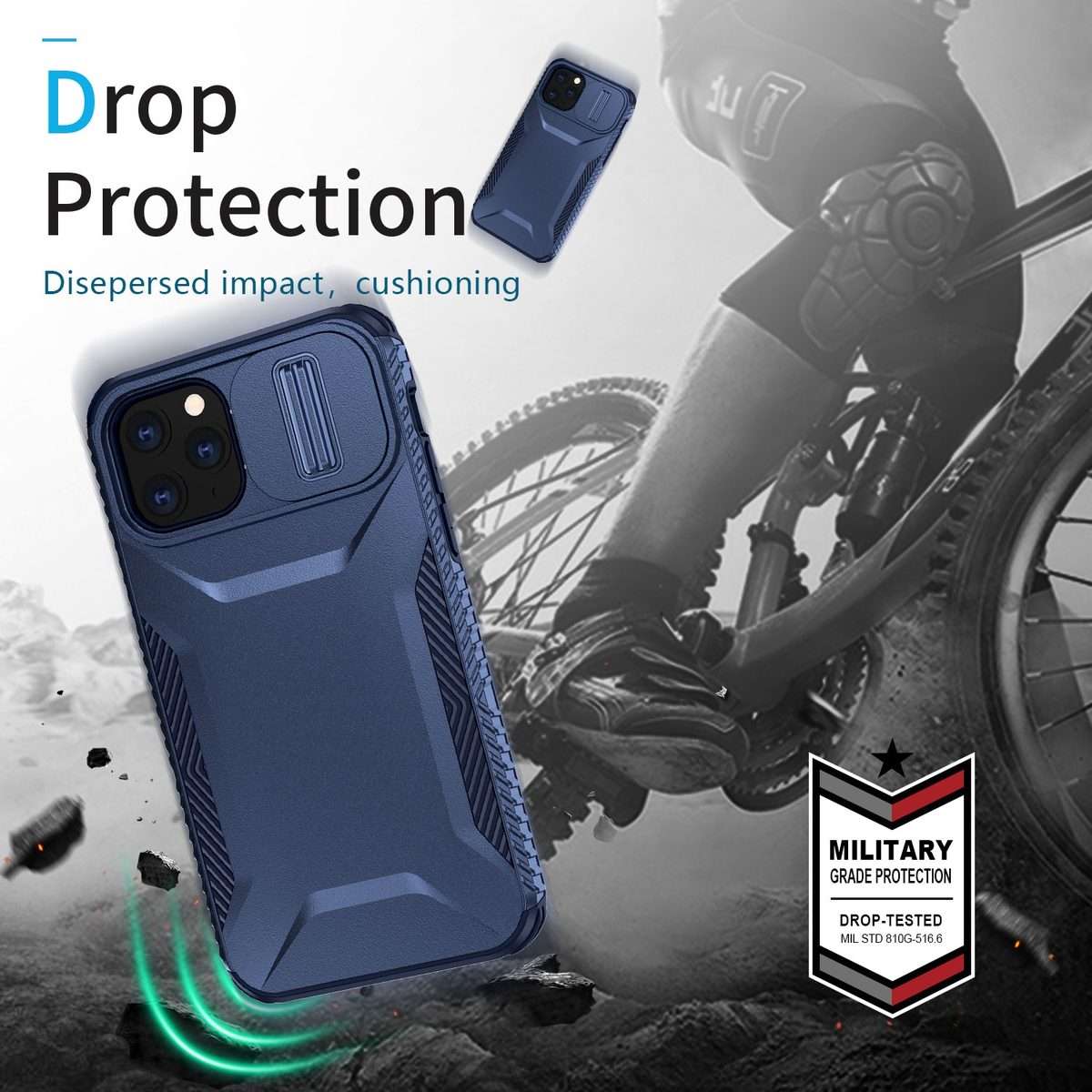 For iPhone 11 Pro Max Sliding Camshield Phone Case(Blue)