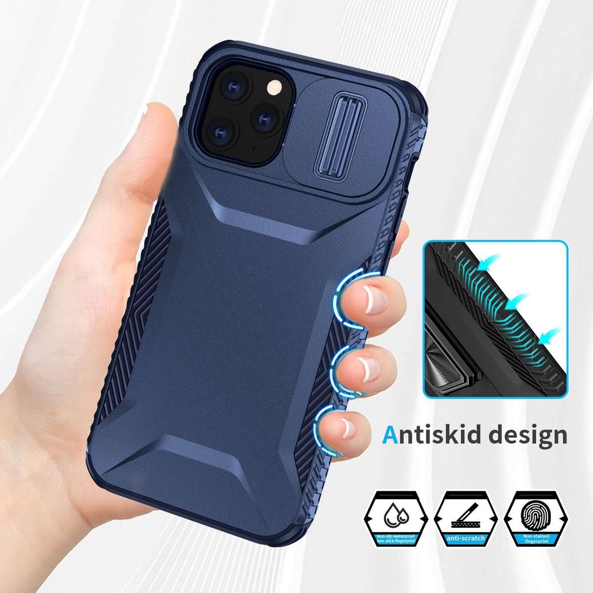 For iPhone 11 Pro Max Sliding Camshield Phone Case(Blue)