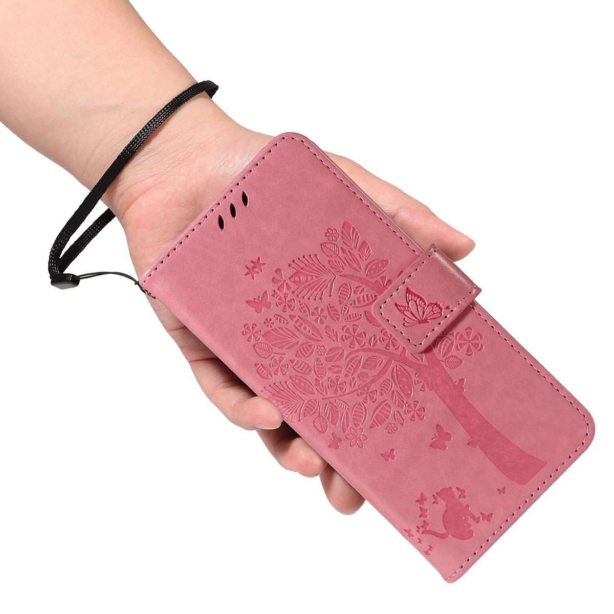 For Xiaomi 17 Pro Max Tree & Cat Embossed Pattern Flip Leather Phone Case(Pink)
