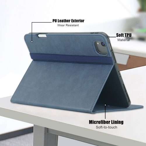 For iPad Air 11 2026 / 2025 / 2024 Front Stand Smart TPU Leather Tablet Case(Dark Blue)