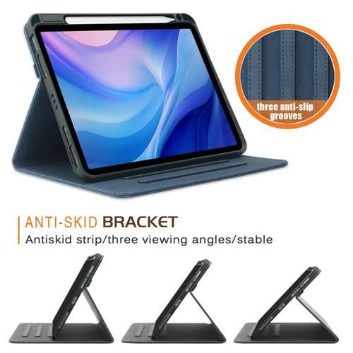 For iPad Air 11 2026 / 2025 / 2024 Front Stand Smart TPU Leather Tablet Case(Dark Blue)