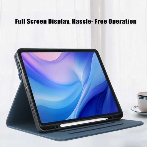 For iPad Air 13 2026 / 2025 / 2024 Front Stand Smart TPU Leather Tablet Case(Dark Blue)