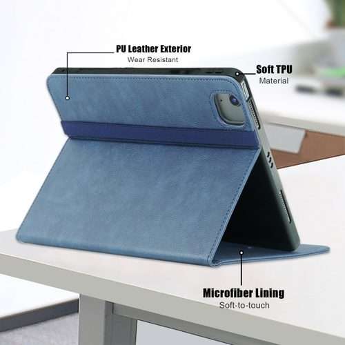 For iPad Air 13 2026 / 2025 / 2024 Front Stand Smart TPU Leather Tablet Case(Dark Blue)