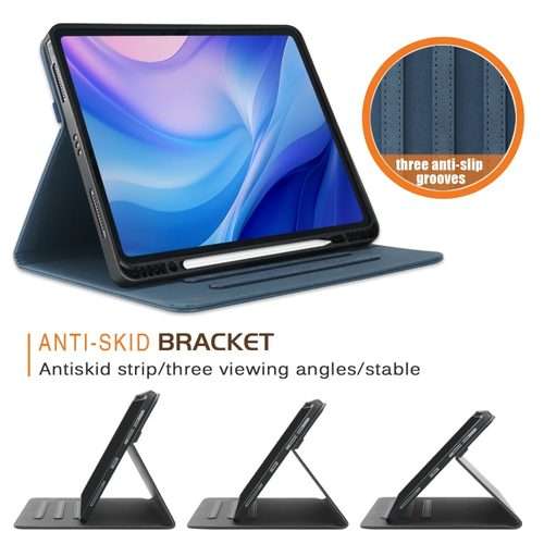 For iPad Air 13 2026 / 2025 / 2024 Front Stand Smart TPU Leather Tablet Case(Dark Blue)