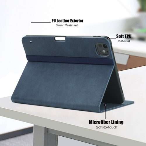 For iPad Pro 11 2025 / 2024 Front Stand Smart TPU Leather Tablet Case(Dark Blue)