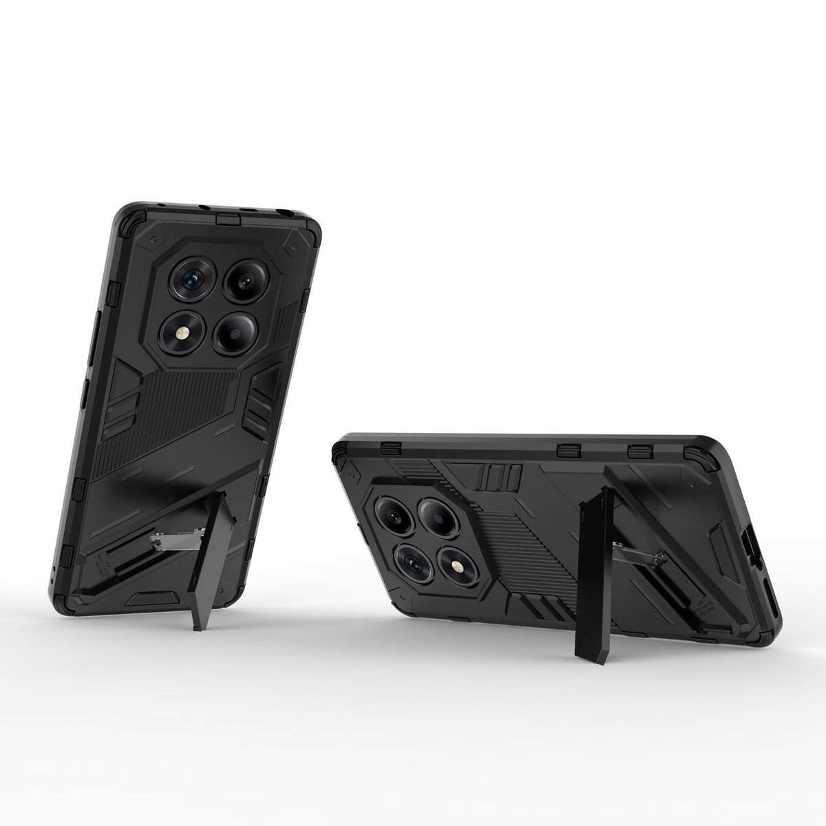 For Redmi Note 14 Pro 4G Punk Armor 2 in 1 PC + TPU Phone Case with Holder(Black)