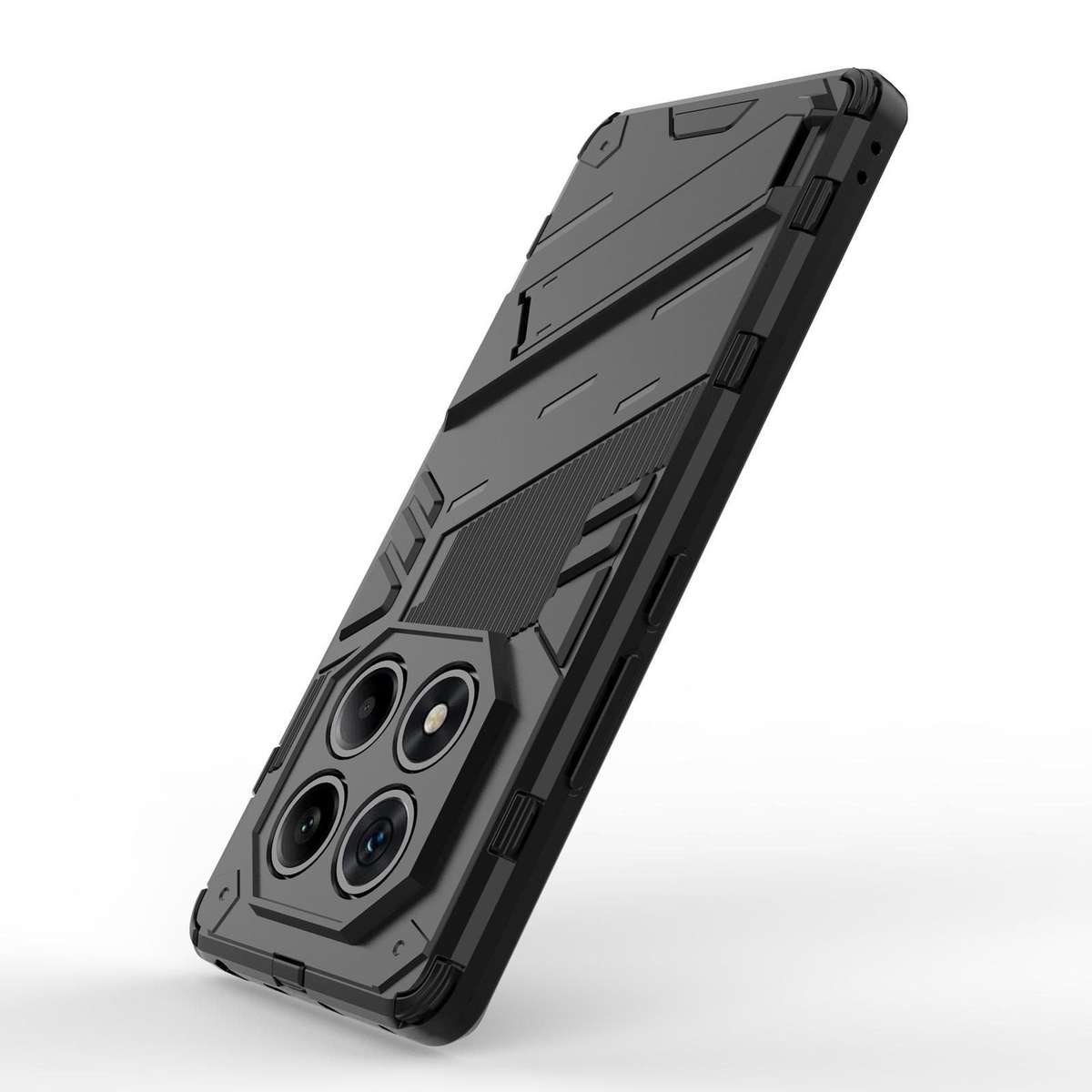 For Redmi Note 14 Pro 4G Punk Armor 2 in 1 PC + TPU Phone Case with Holder(Black)