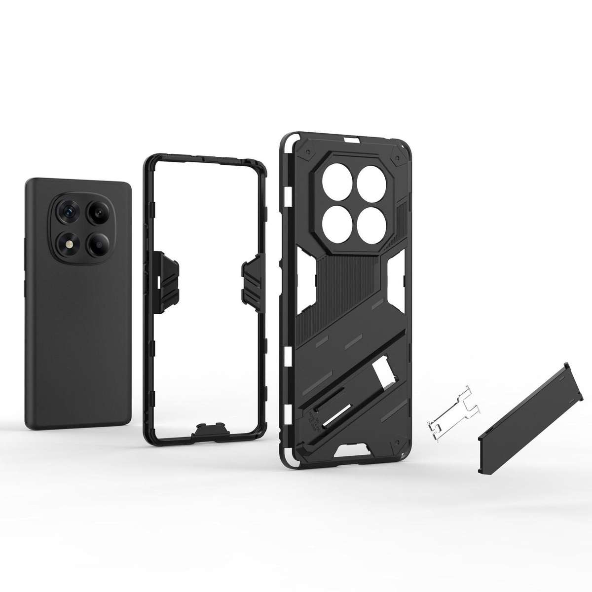 For Redmi Note 14 Pro 4G Punk Armor 2 in 1 PC + TPU Phone Case with Holder(Black)
