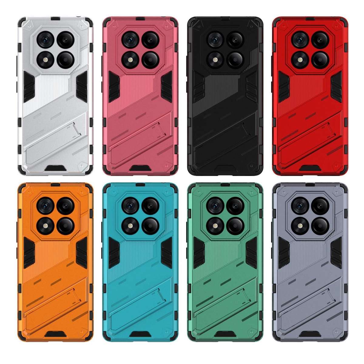 For Redmi Note 14 Pro 4G Punk Armor 2 in 1 PC + TPU Phone Case with Holder(Black)