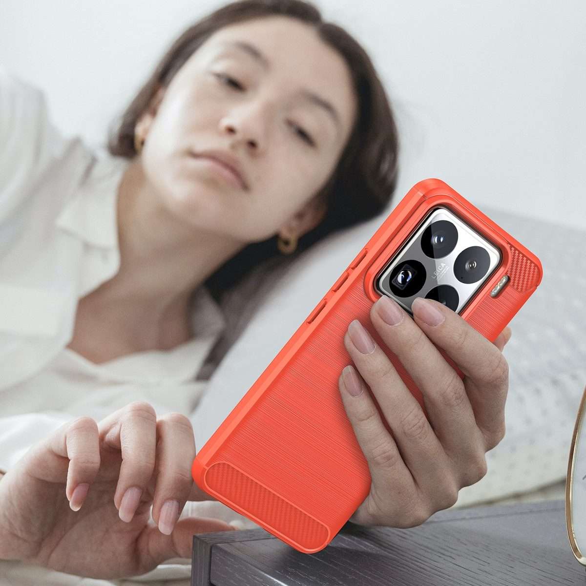 For Xiaomi 15 Pro Carbon Fiber Brushed Texture TPU Phone Case(Red)