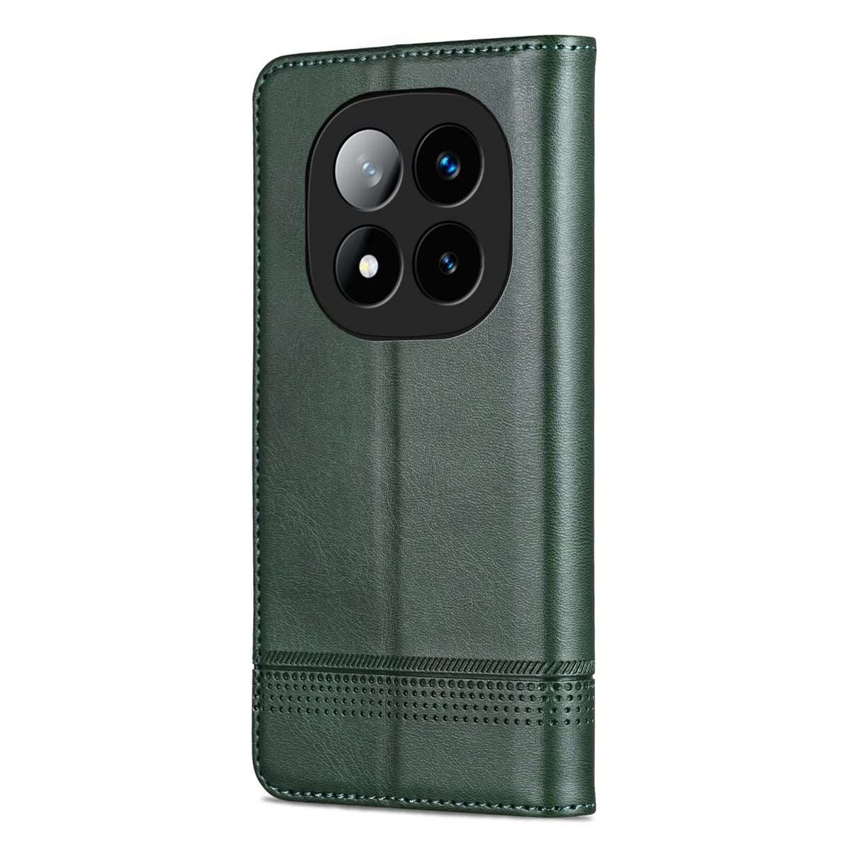 For Redmi Note 14 Pro+ 5G AZNS Magnetic Calf Texture Flip Leather Phone Case(Dark Green)