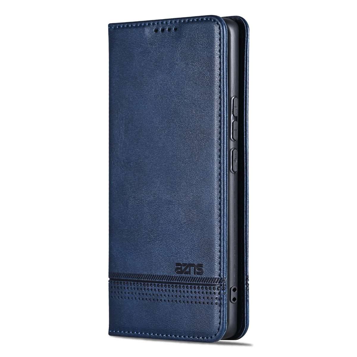 For Redmi Note 14 Pro+ 5G AZNS Magnetic Calf Texture Flip Leather Phone Case(Dark Blue)