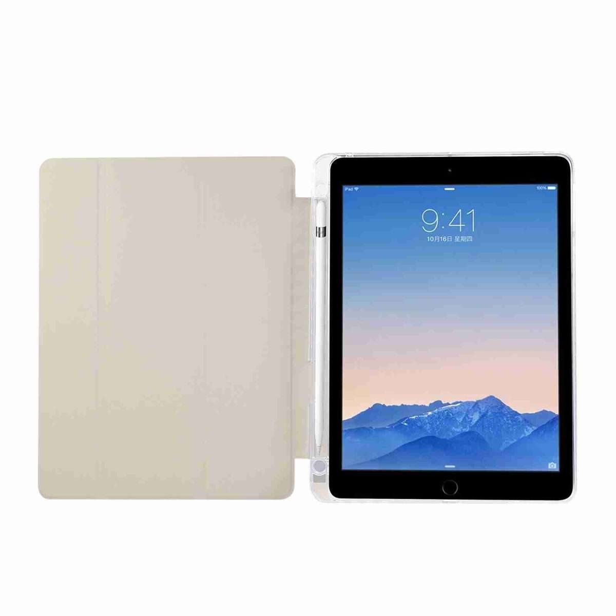 For iPad Air / Air 2 / 9.7 2017 / 2018 Carbon Fiber Clear Acrylic 3-Fold Leather Tablet Case(Grey)