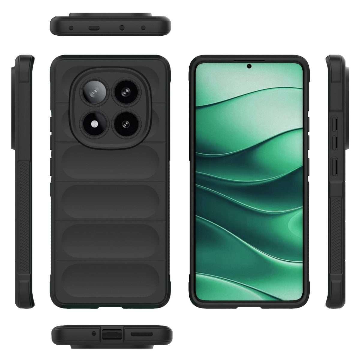 For Redmi Note 14 Pro 5G Magic Shield TPU + Flannel Phone Case(Black)